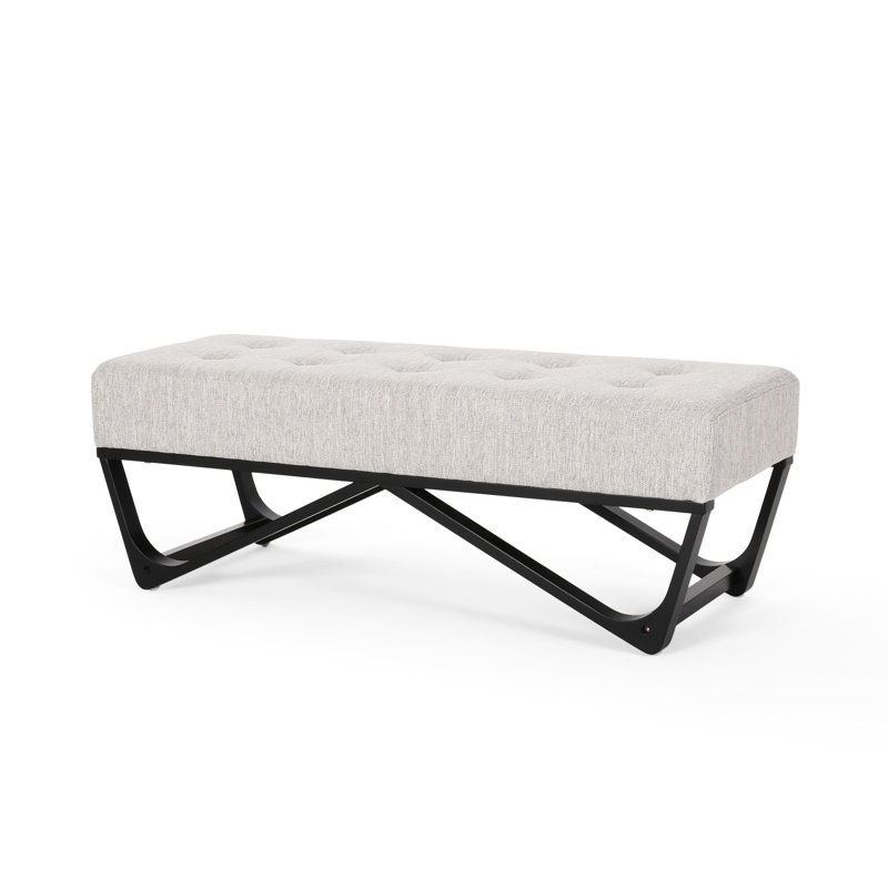 Contemporary Upholstered In Grey, Button Waffle Stitch, Frame, 46.48" X 17.78" 16.66 Grey Bench With Fashionable Design, Upholstered, , 46.48"W 17.78"D 16.66"H