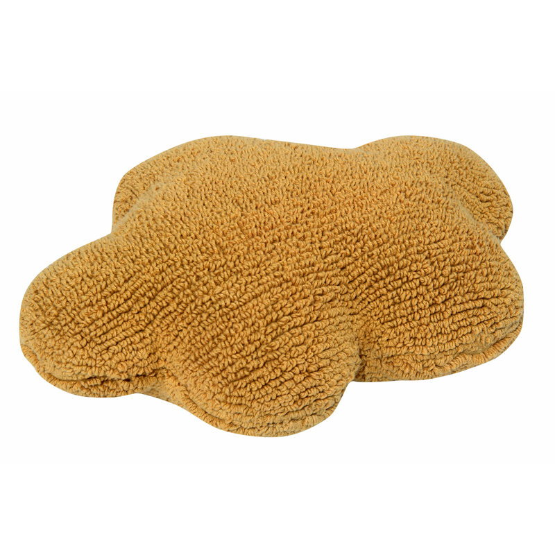 Clouds Cotton Blend Reversible Throw Pillow, Mustard