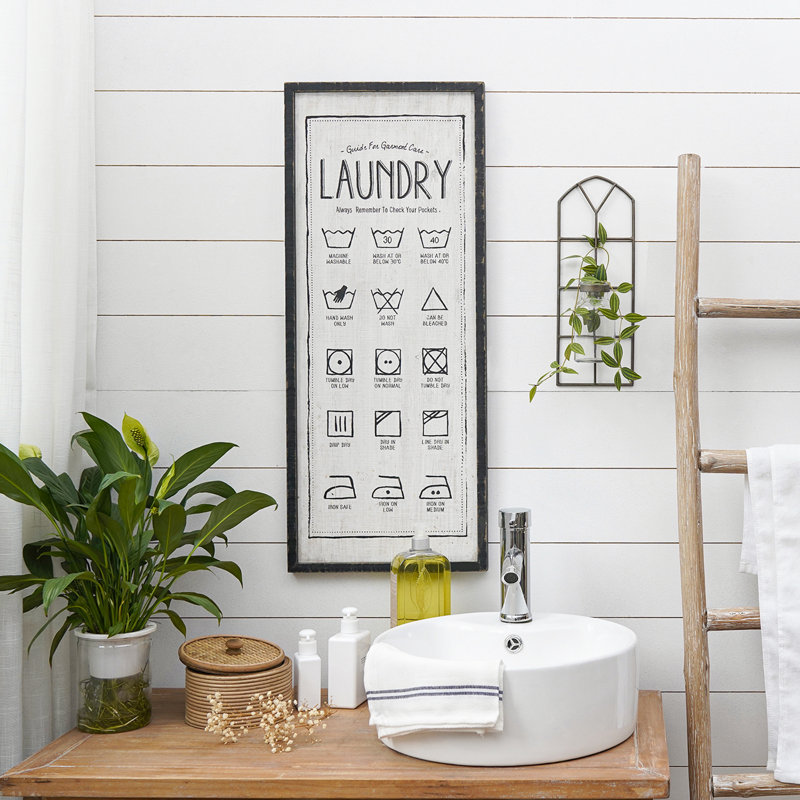 Laundry Symbols Guide Vertical Wood Wall Sign