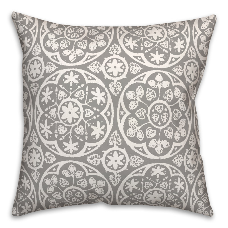 Housse et insert de coussin d'extérieur carré Tile 6, gris, 18 po x 18 po