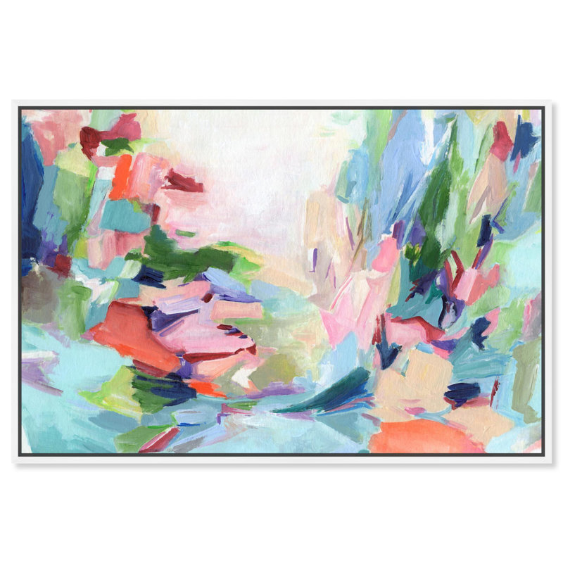 Infinite Love Canvas Abstracts colorés par , H 11 po x l 16 po, Cadre flottant blanc