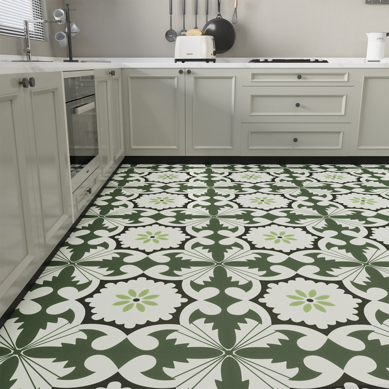 24 In. X 120 In. 4 Mil Dark Green Peel & Stick Vinyl Sheet Flooring, Cut To Length, Self Adhesive Flooring Roll