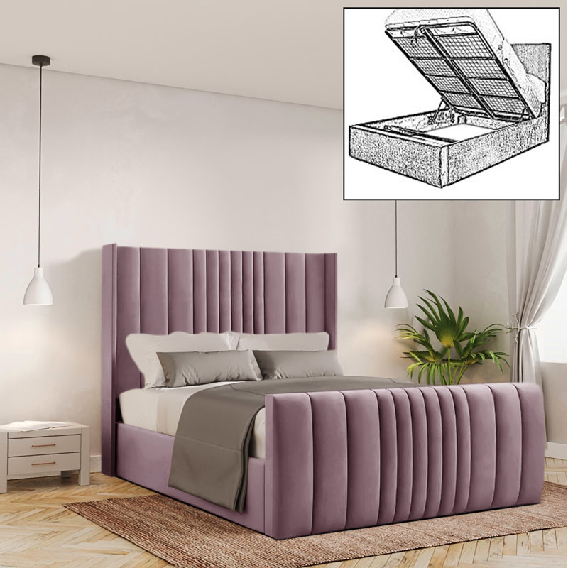 Bastin Upholstered Ottoman Storage Bed, Single (3'), Lilac