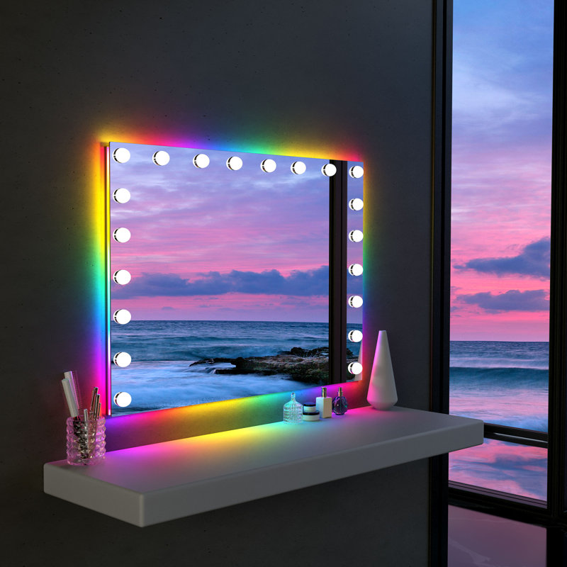 Metal Rectangle LED Mirror, 31.49" H x 39.37" W x 5.9" D