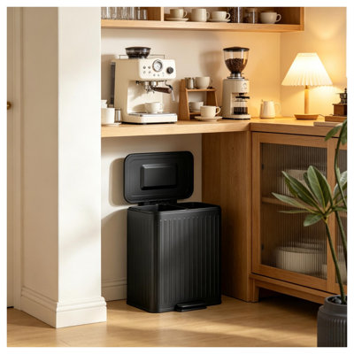 2-Compartment Step-On Trash Can with Soft-Close Lid, 10.6 Gal Total Capacity Metal Recycling Bin for Kitchen Waste Sorting