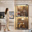 6-Tier Display Cabinet with Glass Doors, Metal Curio Cabinet with 3 Color Lights-964653997