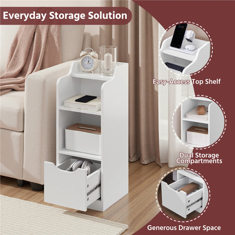 25cm W Manufactured Wood Bedside Table