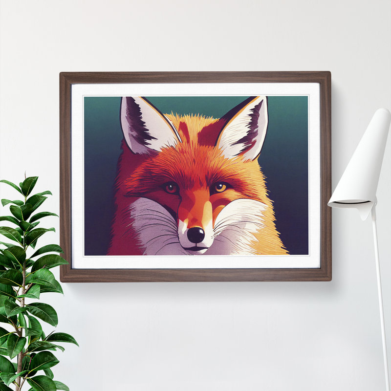 A Lush Fox - Framed Print, 25cm H x 34cm W x 2cm D, Walnut