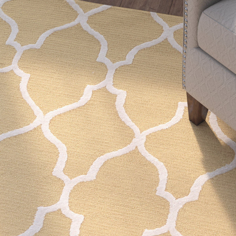 Tapis beige touffeté à la main Marisela, Rectangle 5 pi x 7 pi