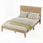Lit en bois massif avec tête de lit en rotin, poutres de soutien centrales et pieds améliorés pour plus de durabilité et de style