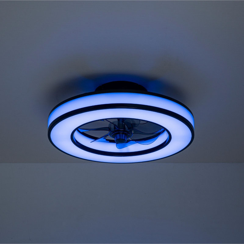 Dimmable Rgb Led Flush Mount Fan With APP and Remote