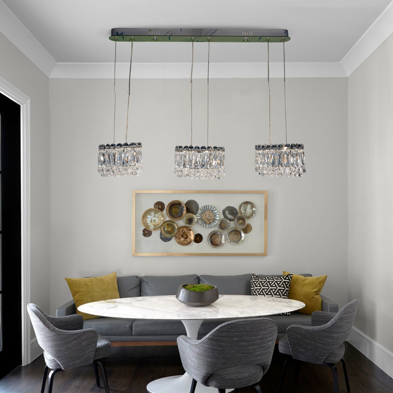 3 Light Led Crystal Pendant Light For Kitchen， Dining Room Chandelier
