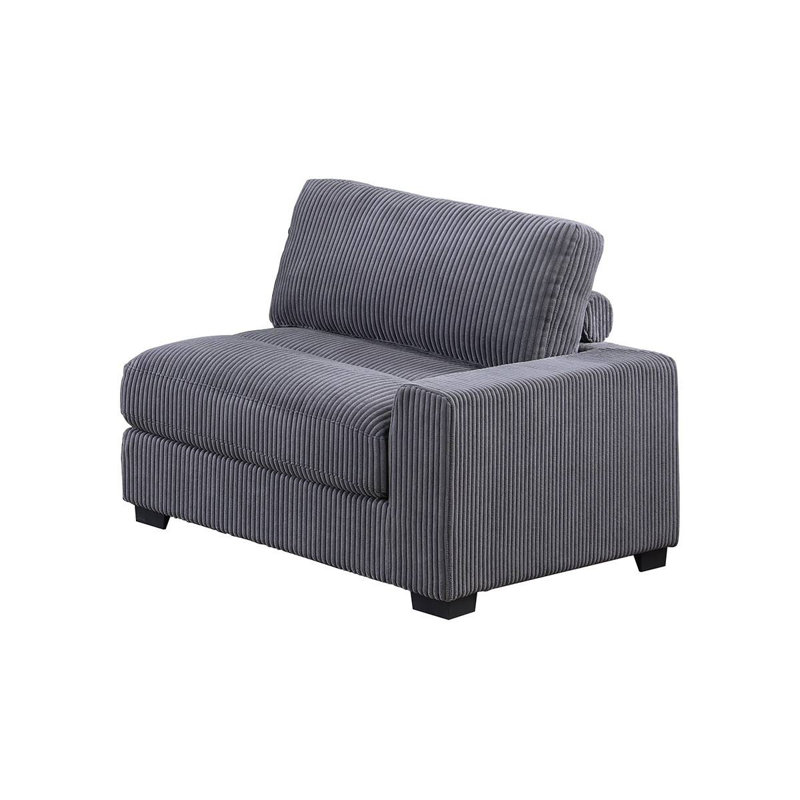 6- Piece Corduroy Modular Sectional & Ottoman, Dark Gray Corduroy