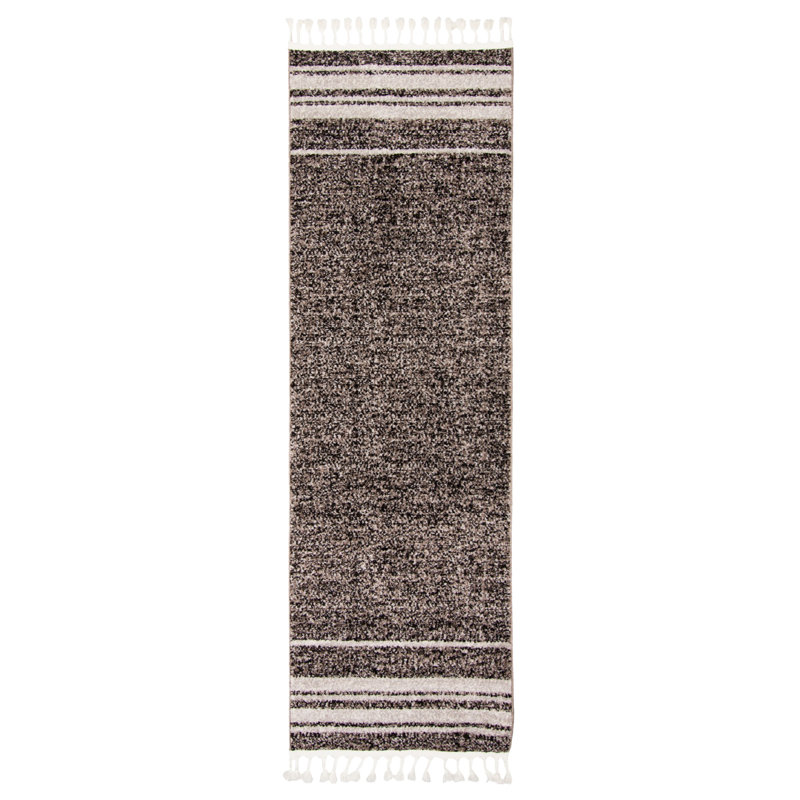 Tapis taupe / noir Whittney Earth, Tapis de couloir 2 pi 7 po x 8 pi 4 po
