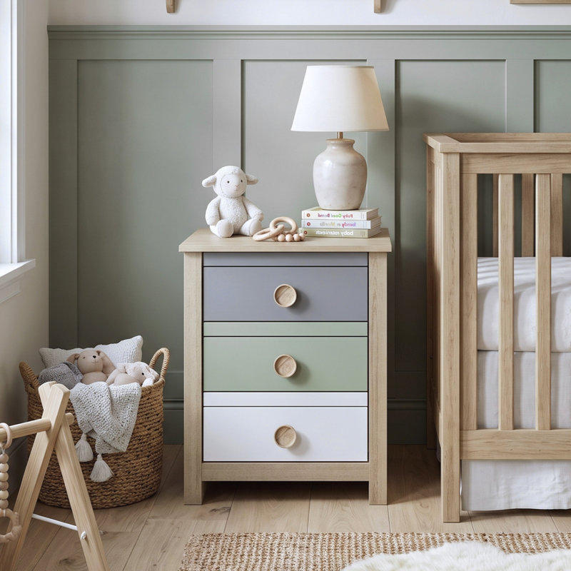 Bustillo Contemporary 23" H 3 Drawer Nightstand, Oslo Oak