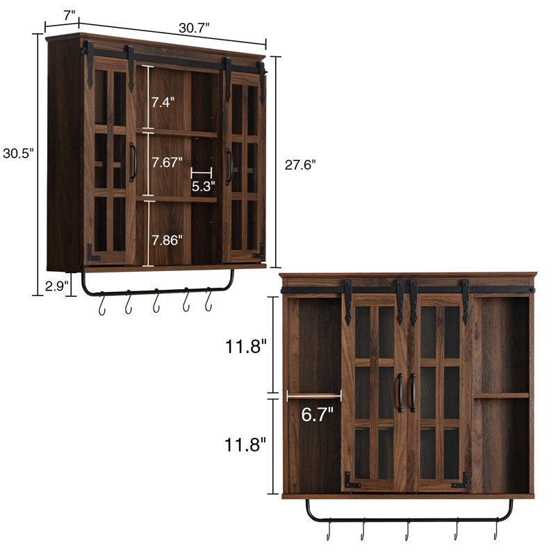 Armoire de salle de bain murale Amesfield, Noyer
