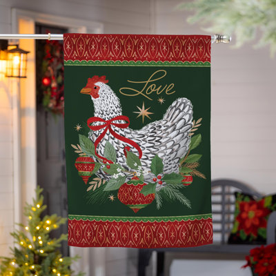 Drapeau floral maison de Noël en suède de poulet