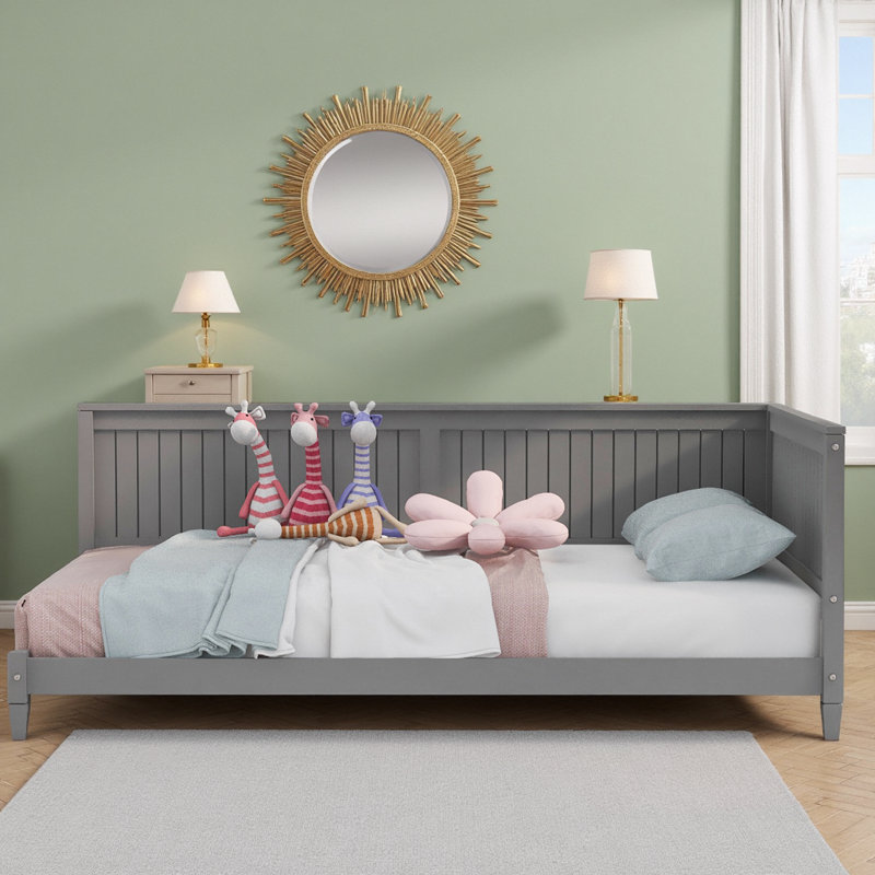 Classic Mid-Century Modern Daybed Platform Bed, Gray, Twin