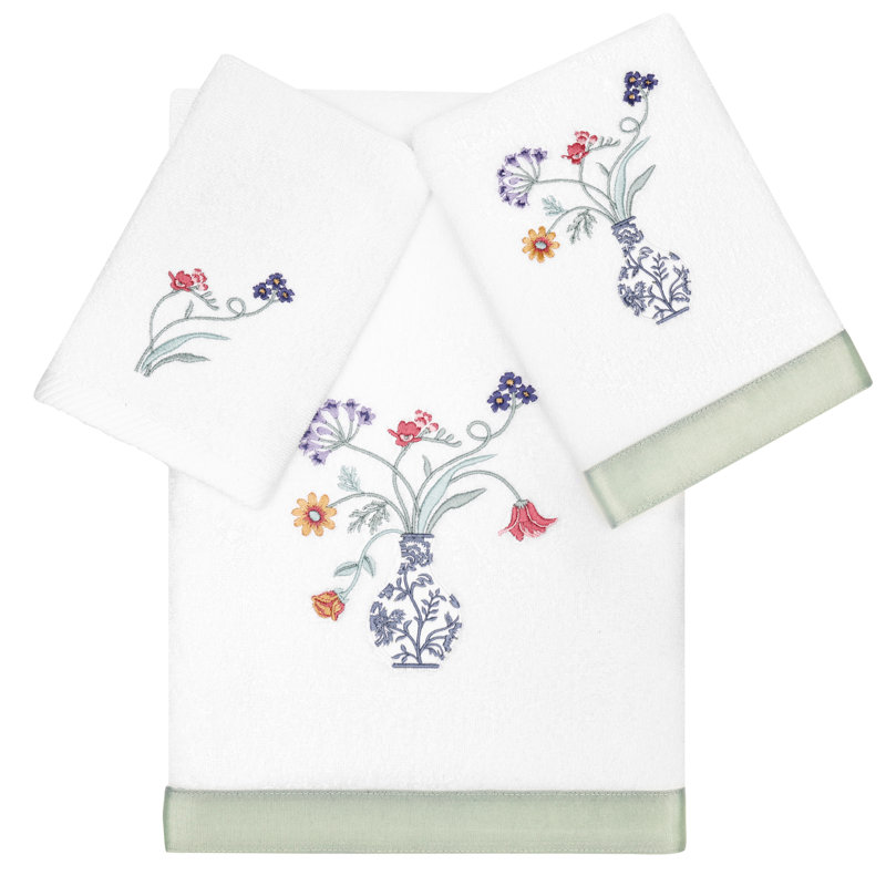 Ensemble de serviettes 3 pièces en coton turc, Blanc
