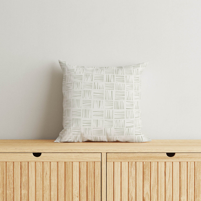 Coussin Lash, H 16 po x l 16 po, Géométrique vert clair