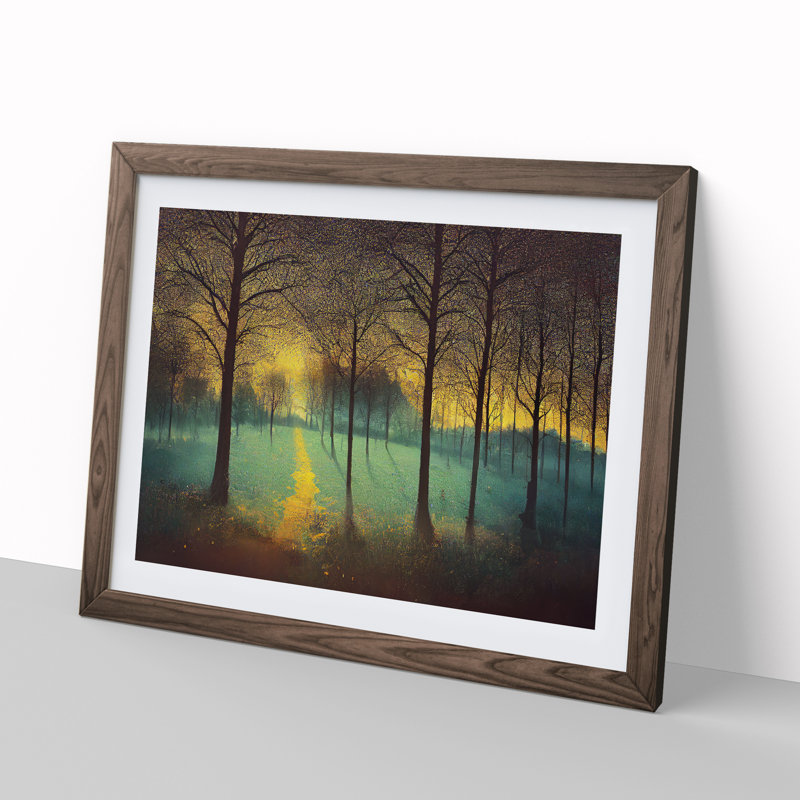 Magical Bluebell Field - Single Picture Frame Painting, 46cm H x 64cm W x 2cm D, Walnut