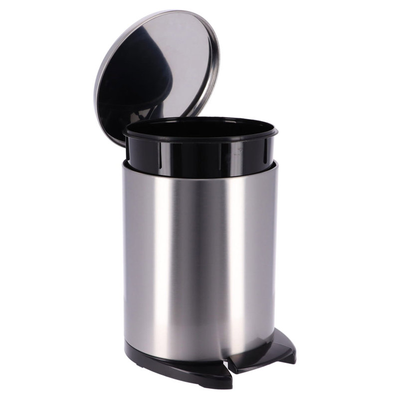 Steel 1.6 Gallon Step On Trash Can, Silver