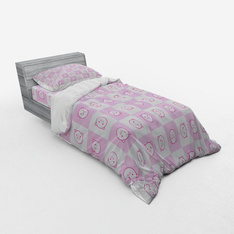 Ensemble de housse de couette en microfibre rose, Housse de couette simple TG + 2 articles suppléme