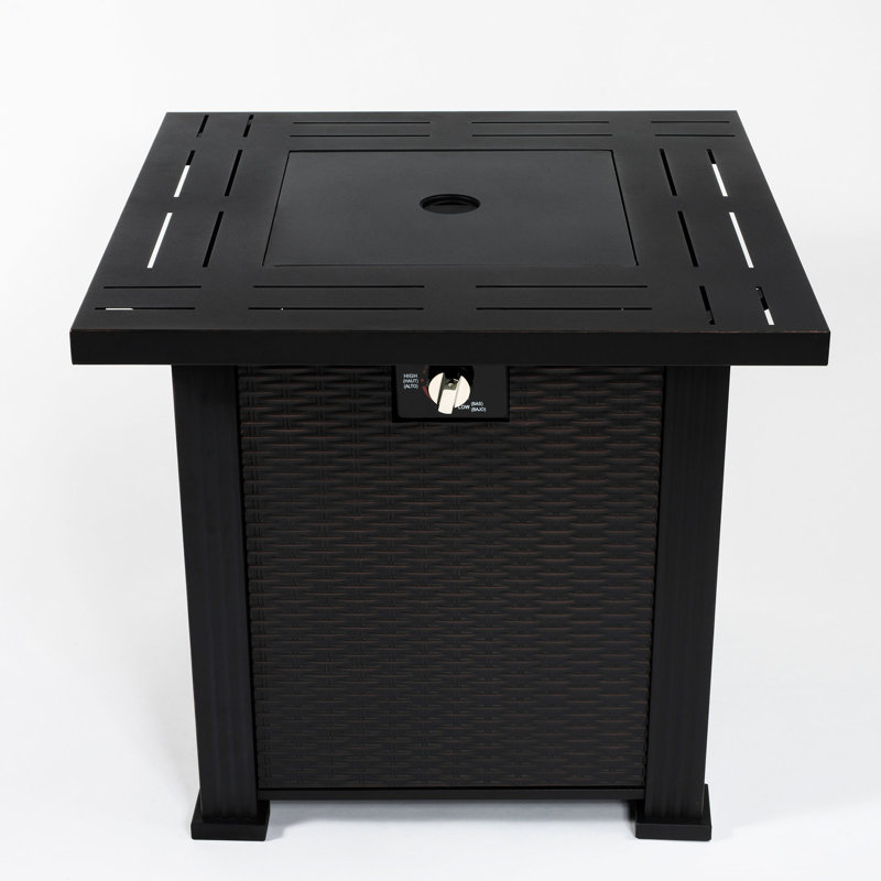 Gas Fire Pit 28inch Square, Steel Body, Propane, 23.49in Product Height, No Square Table, Propane Gas, 28.75in Depth And Width, Cover