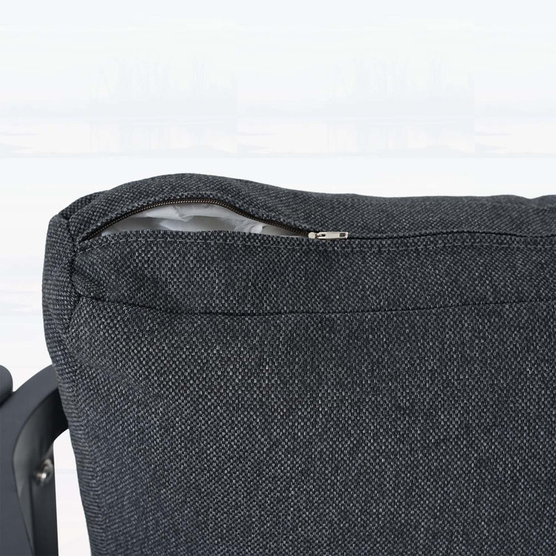 Ensemble de 2 chaises de salle à manger d'extérieur, structure en aluminium gris toutes saisons avec coussins en tissu gris, capacité de 300 lb