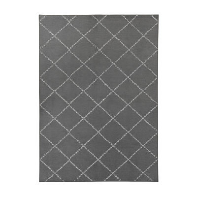 Medina Moroccan Diamond Grey Performance Flatweave Washable Indoor / Outdoor Rug