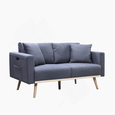 Causeuse avec ports de chargement USB, poches de rangement et coussins pour un confort et une commodité modernes.