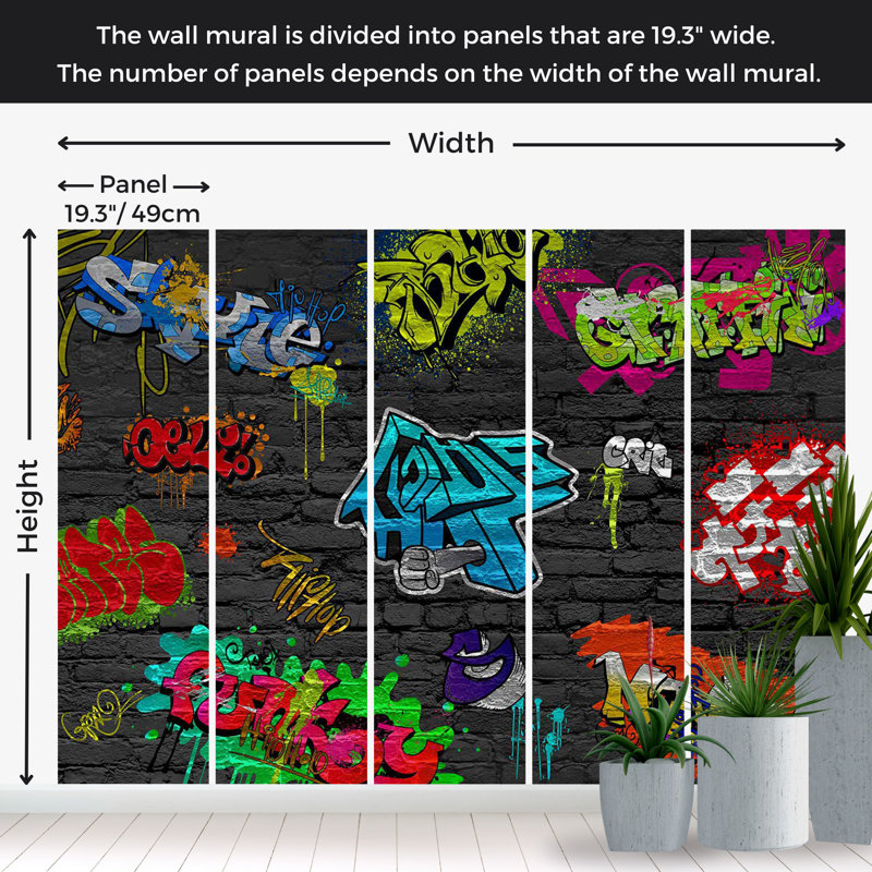 Murale Peel & Stick Street Art - Combinaison de graffiti, L 154 po x L 110 po
