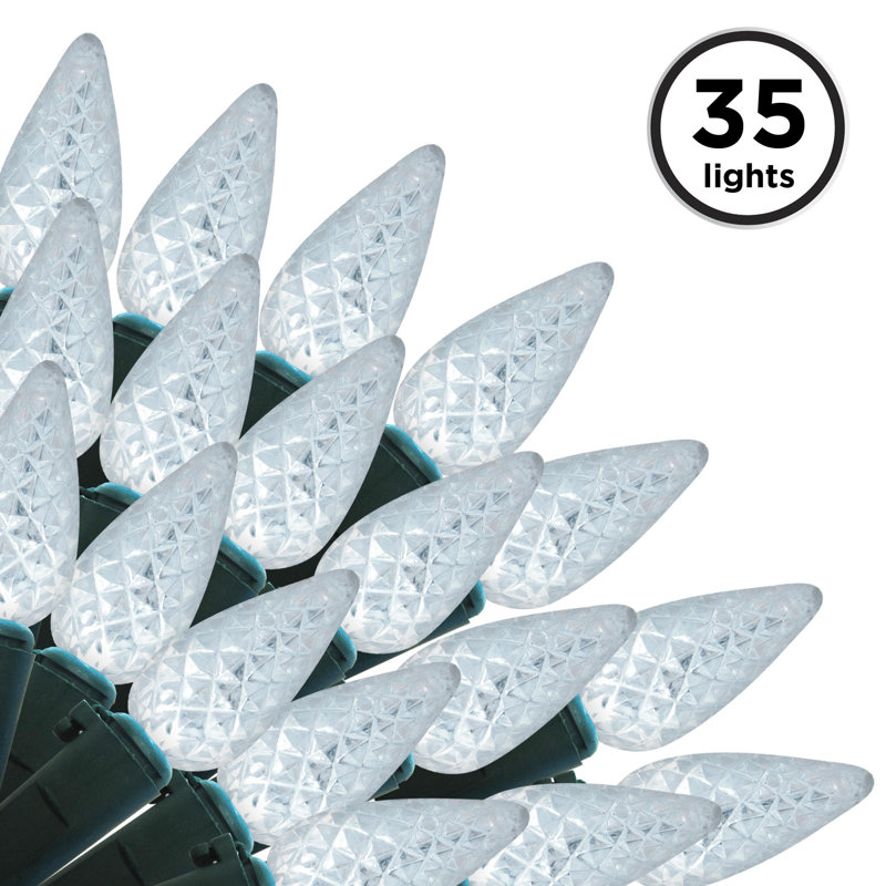 Lumière à DEL C6 facettée à piles 35 Lt, Blanc