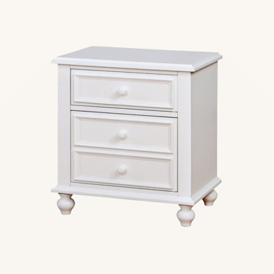 Wooden Nightstand With 2 Drawers, White