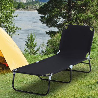 Chaise de piscine pliante - Chaise de patio noire réglable et légère avec structure en acier