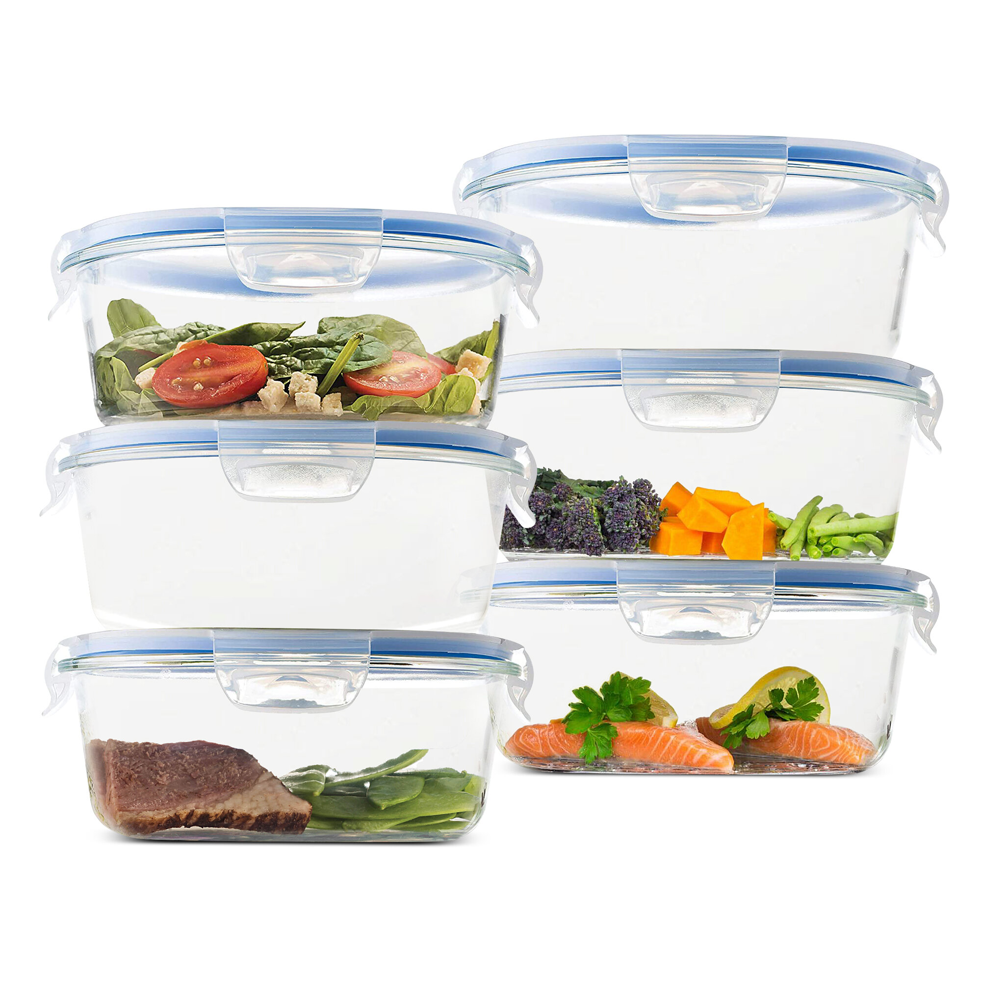 FineDine Glass Food Storage Container with Lid (32 Oz.; 3- or 6-Pack)