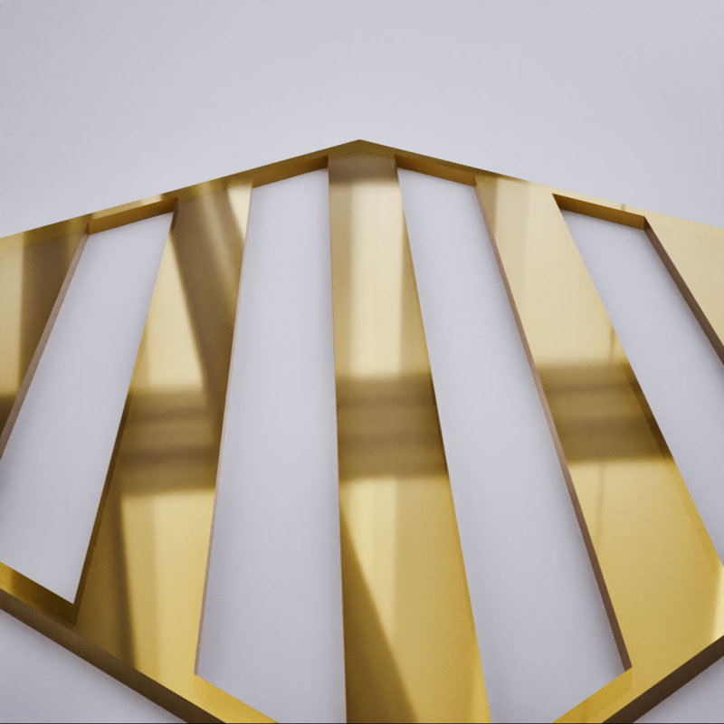 Rothwell Decorative Fretwork Acrylic Wall Panels, Extra Small, 7 3/8"W x 7 3/8"H x 1/8"T, Gold Mirror, Gold