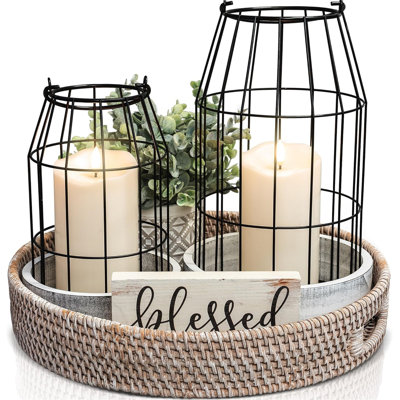 Rustic Farmhouse Lantern Decor Set of 2