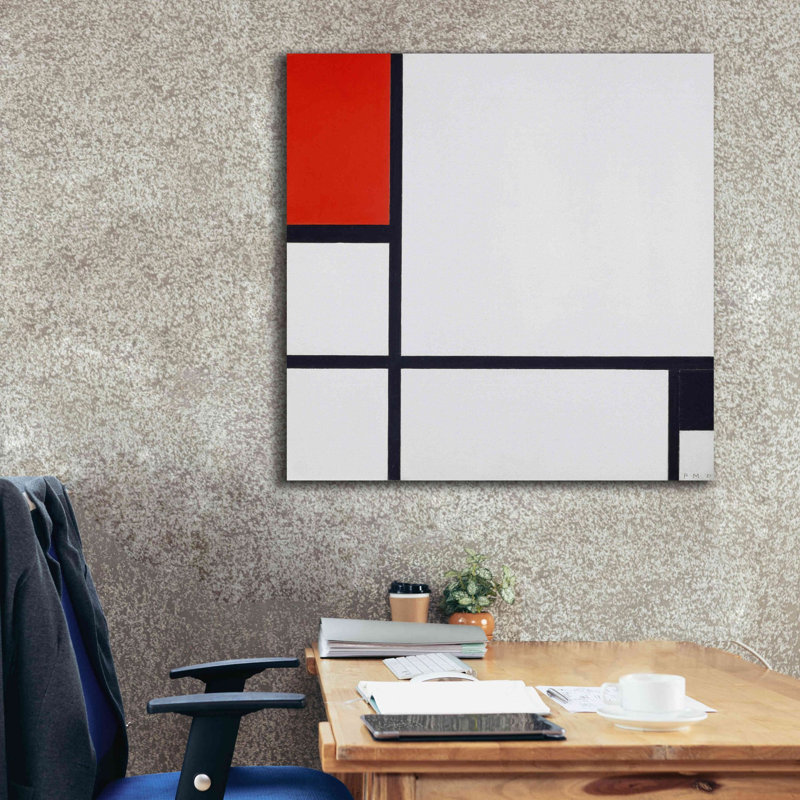 «Estis Composition No. I, with Red and Black», 1929 sur toile par Piet Mondrian, H 37 po x l 37 po x P 1,5 po