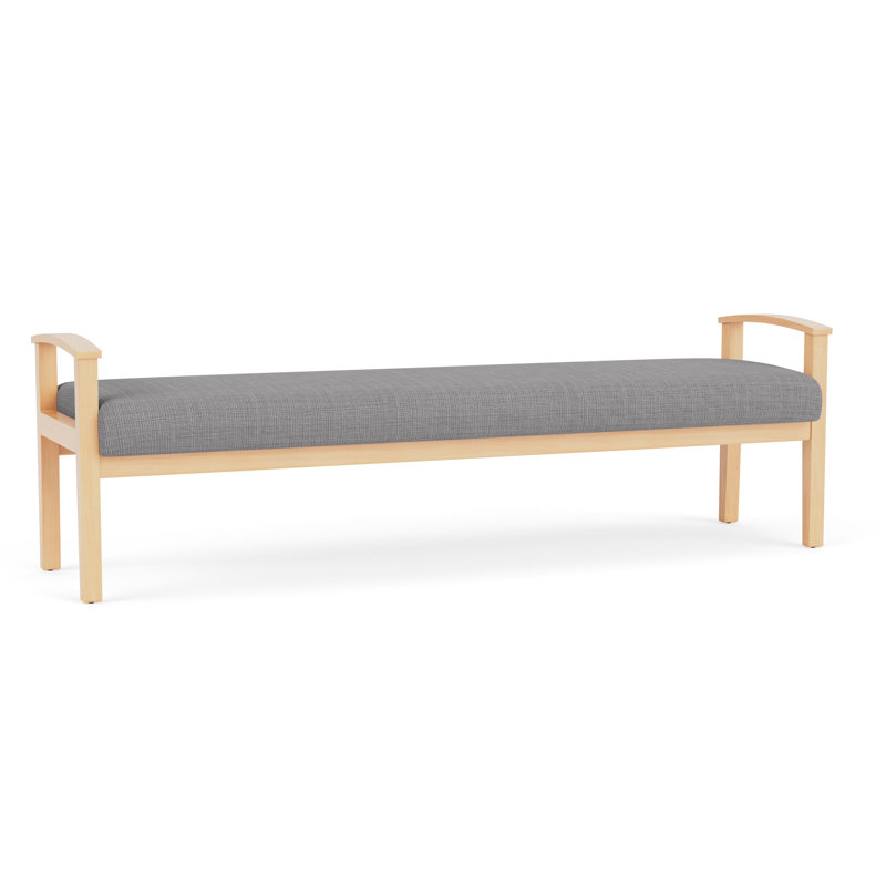 Banc en bois massif Amherst, Naturel, Gris chambray