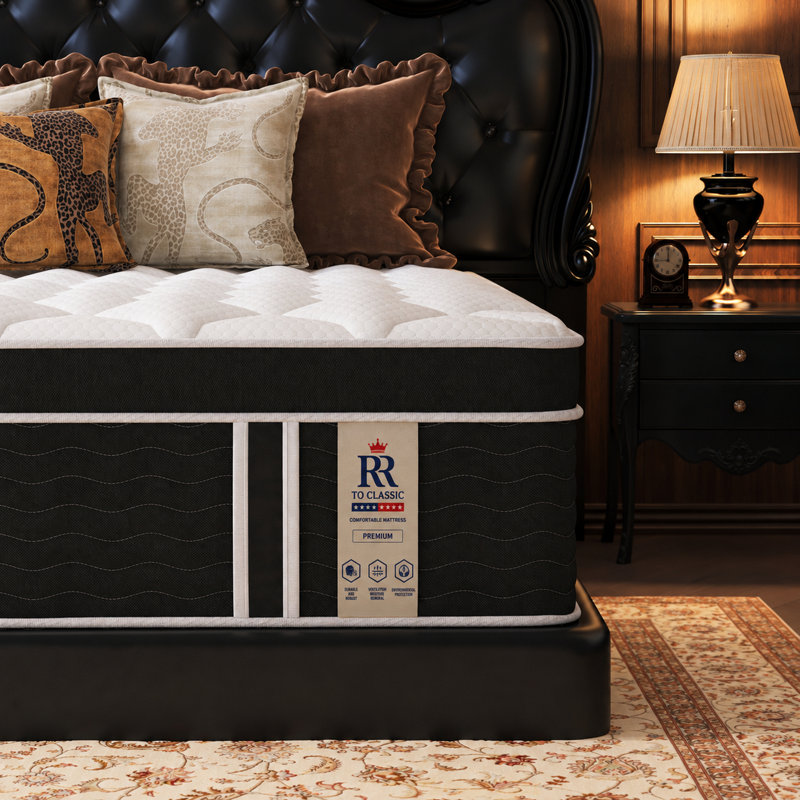 Matelas hybride en mousse à mémoire de forme et gel, fermeté moyenne, livré en boîte, surmatelas européen avec ressorts ensachés renforcés pour un soulagement des points de pression, certifié CertiPUR-US et OEKO-TEX.