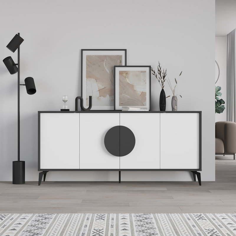 Chani Modern Wide Sideboard Display Unit 180cm, Anthracite/White