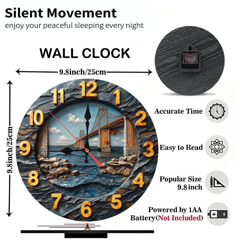 Décoration murale horloge murale en forme de pont en 2 dimensions