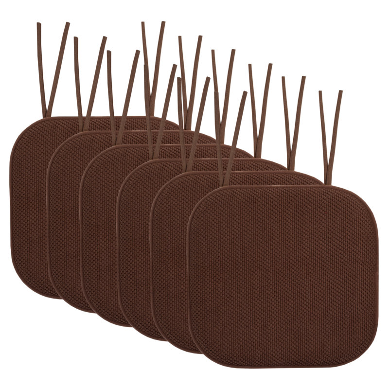 Coussin de chaise antidérapant en mousse à mémoire de forme 16 po x 16 po avec attaches Honeycomb, 6, Chocolat