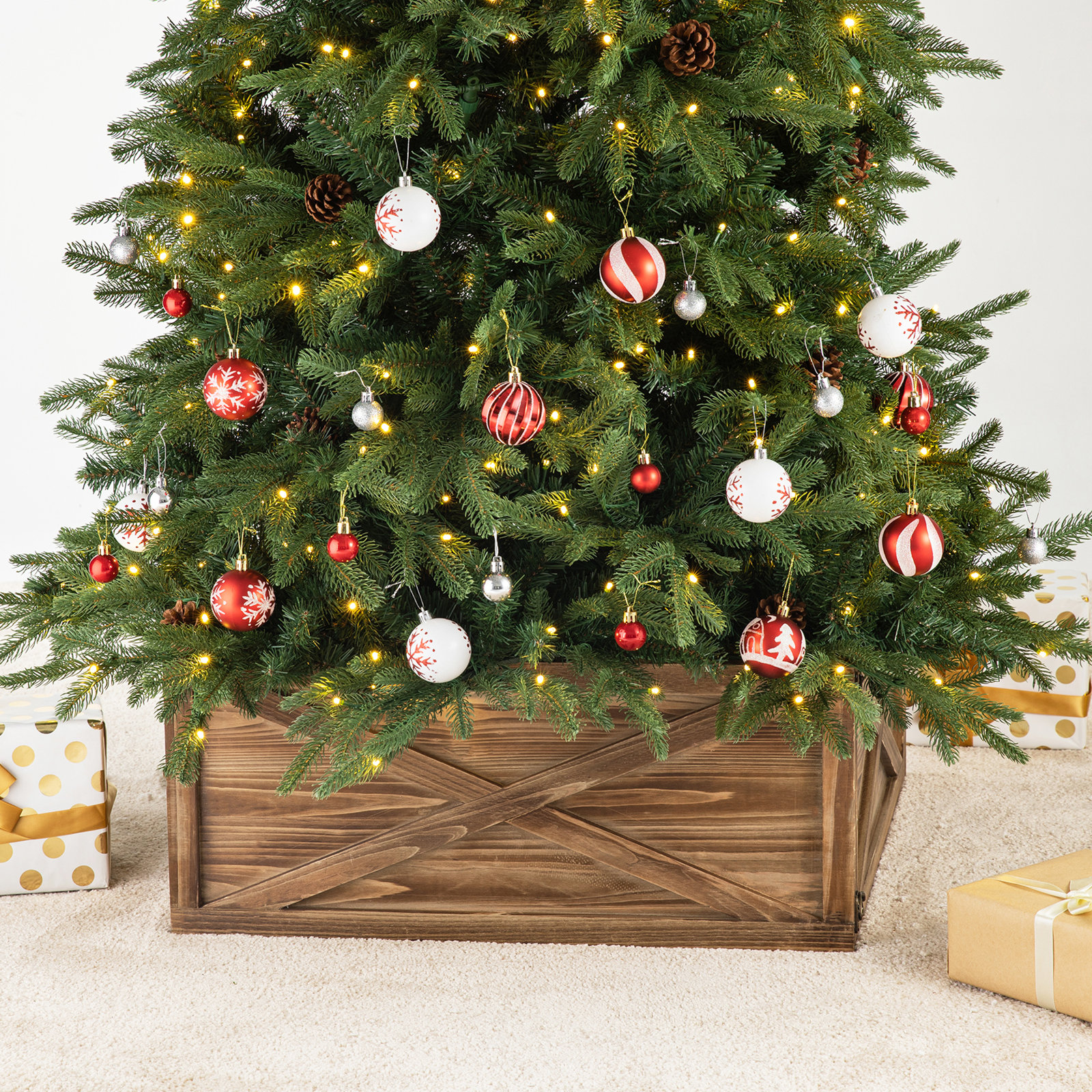 Solid Wood Tree Collar, Brown, 10.5" H x 22" W