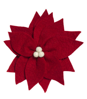 Handmade Hand Felted Wool Christmas Tree Topper - Red Poinsettia
