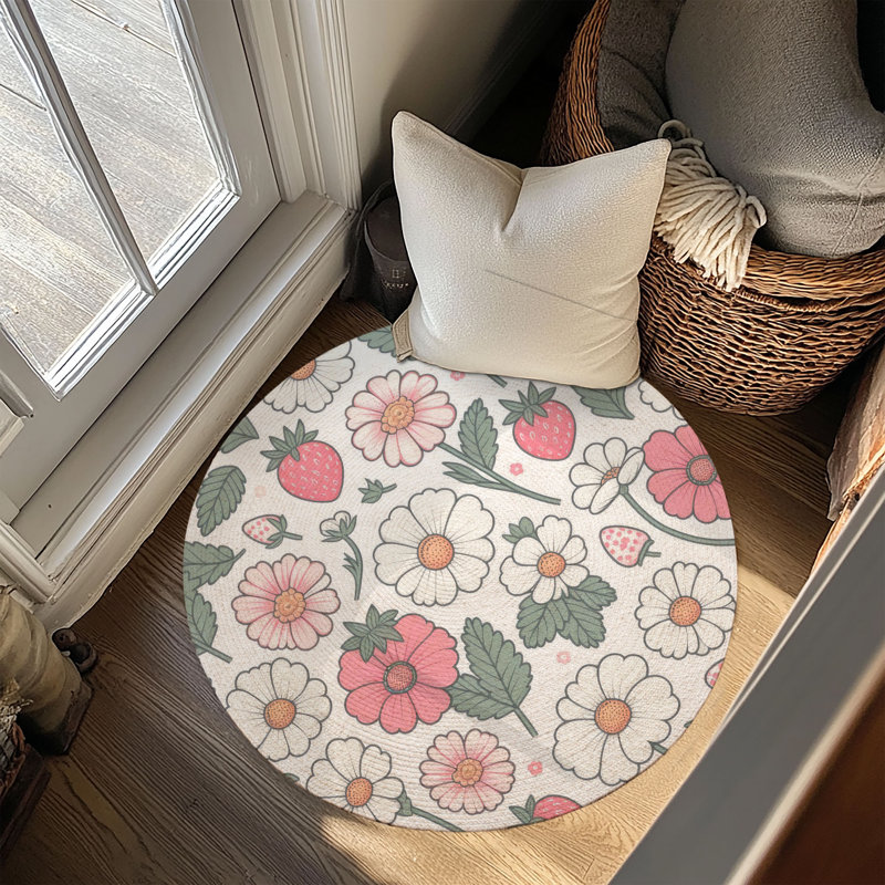 Tapis tressé Sweet Blossom Berries, Rond 5 pi