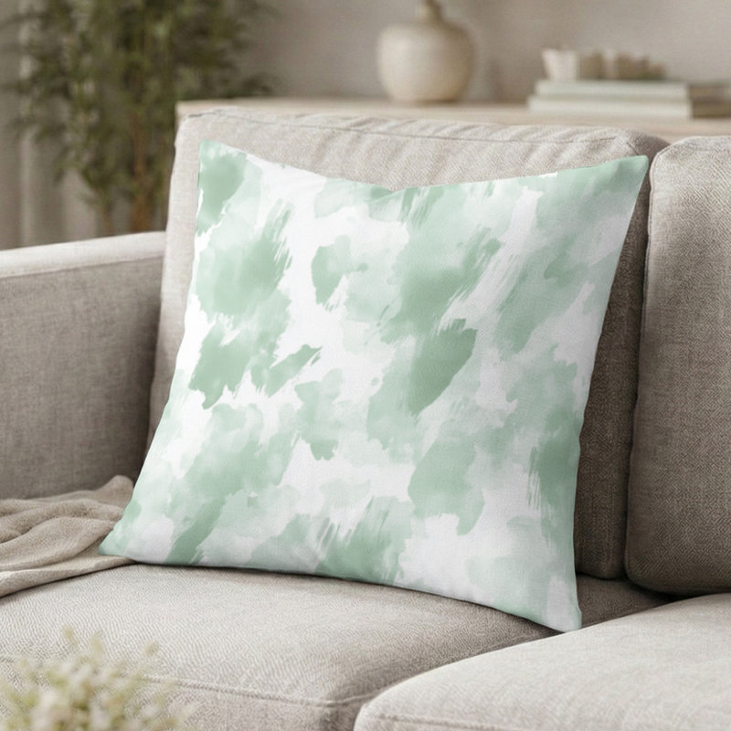 Coussin décoratif moderne - coussin vert scandinave imprimé abstrait, H 16 po x l 16 po
