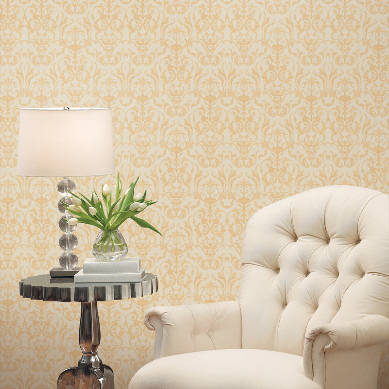 10m x53cm 3D Embossed Matte Wallpaper Roll, Cream/Gold