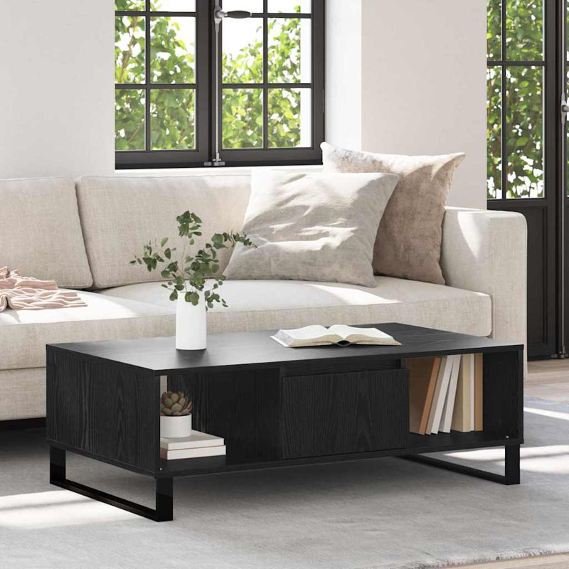 Coffee Table with Storage, Black Oak